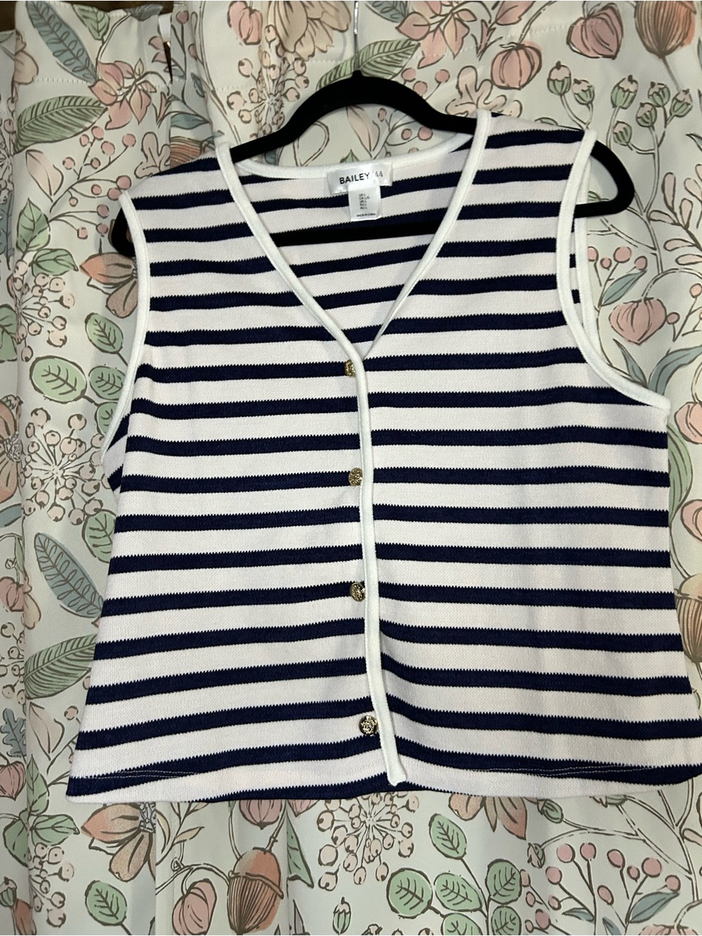 Bailey 44 Navy and White Striped Sleeveless Cardigan